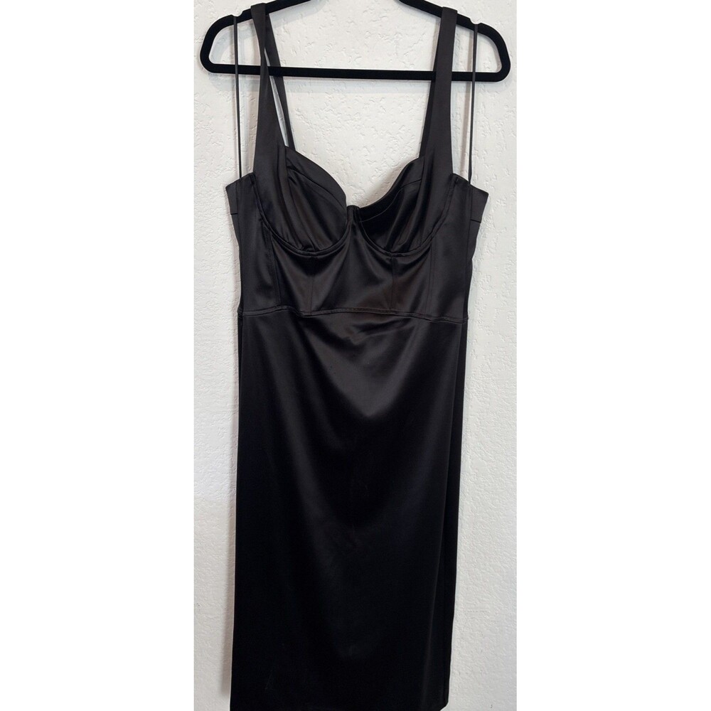 Zara Women’s Black Pleather Corset Zip Up Dress XL